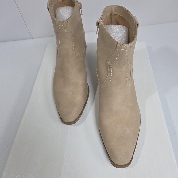 Dv Dolce Vita Boots Womens Size 9 Beige Perdue Ankle Western Booties - Picture 2 of 11